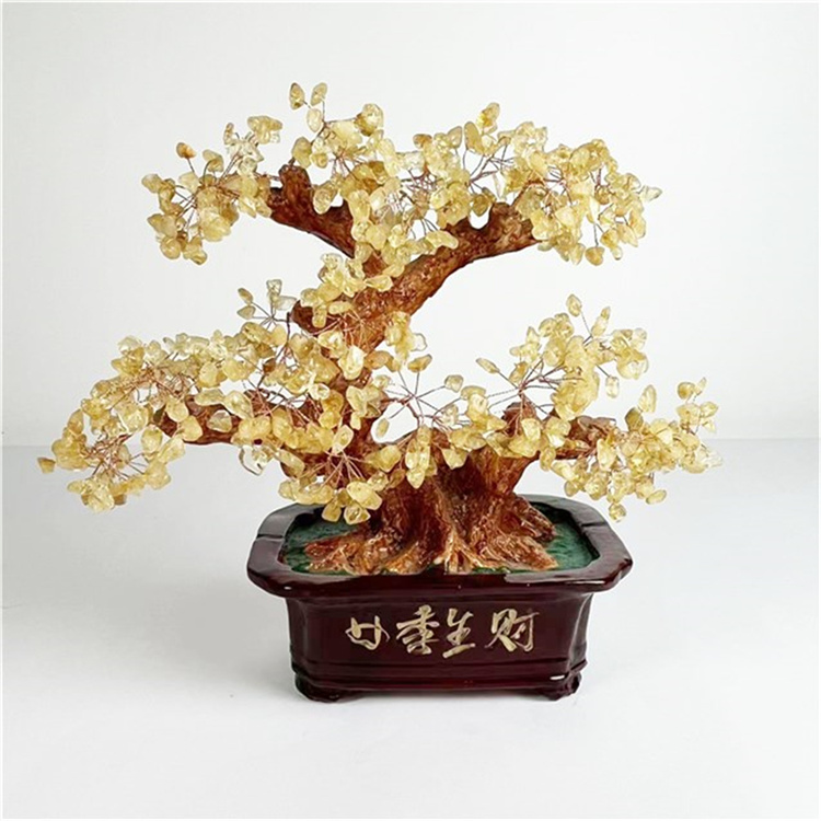 水晶樹天然黃水晶搖錢發(fā)財(cái)樹