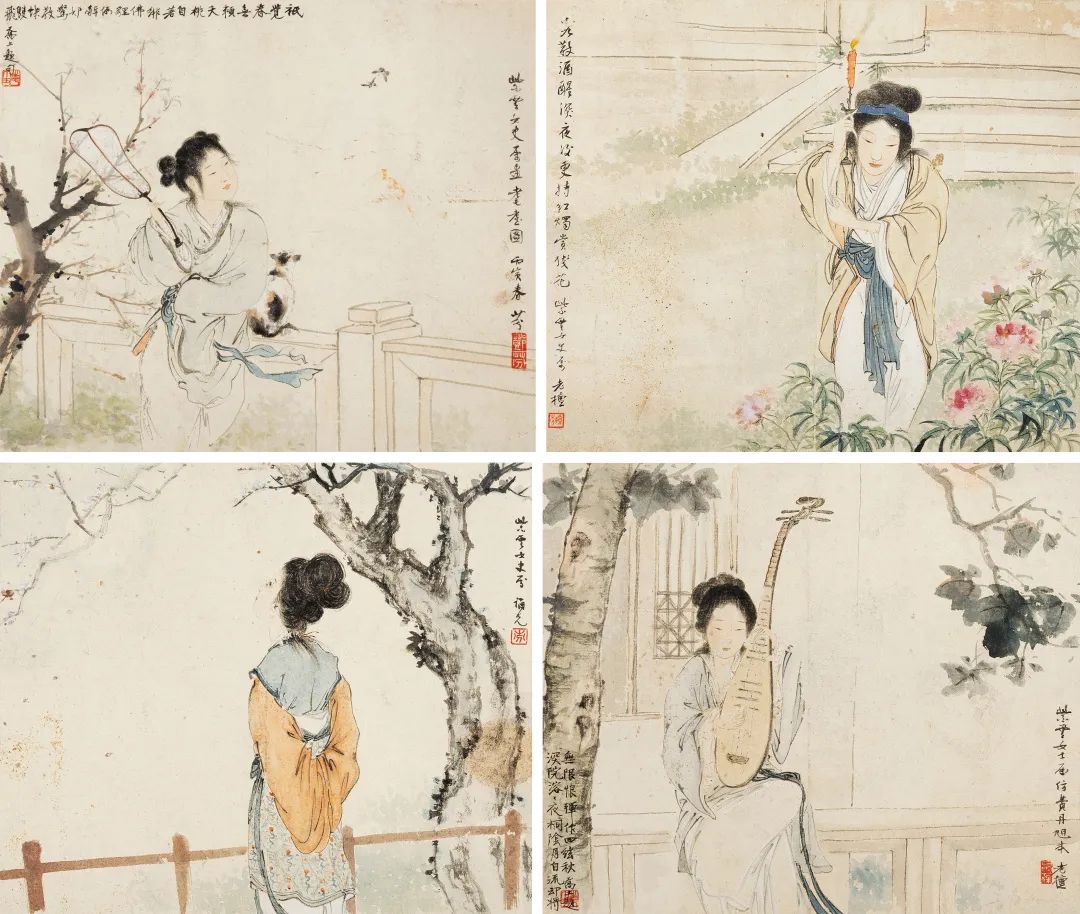 鄧芬《仕女圖（四幀）》