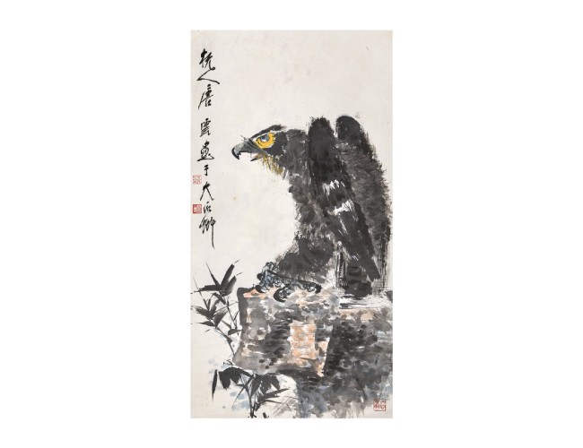唐云  鷹石圖